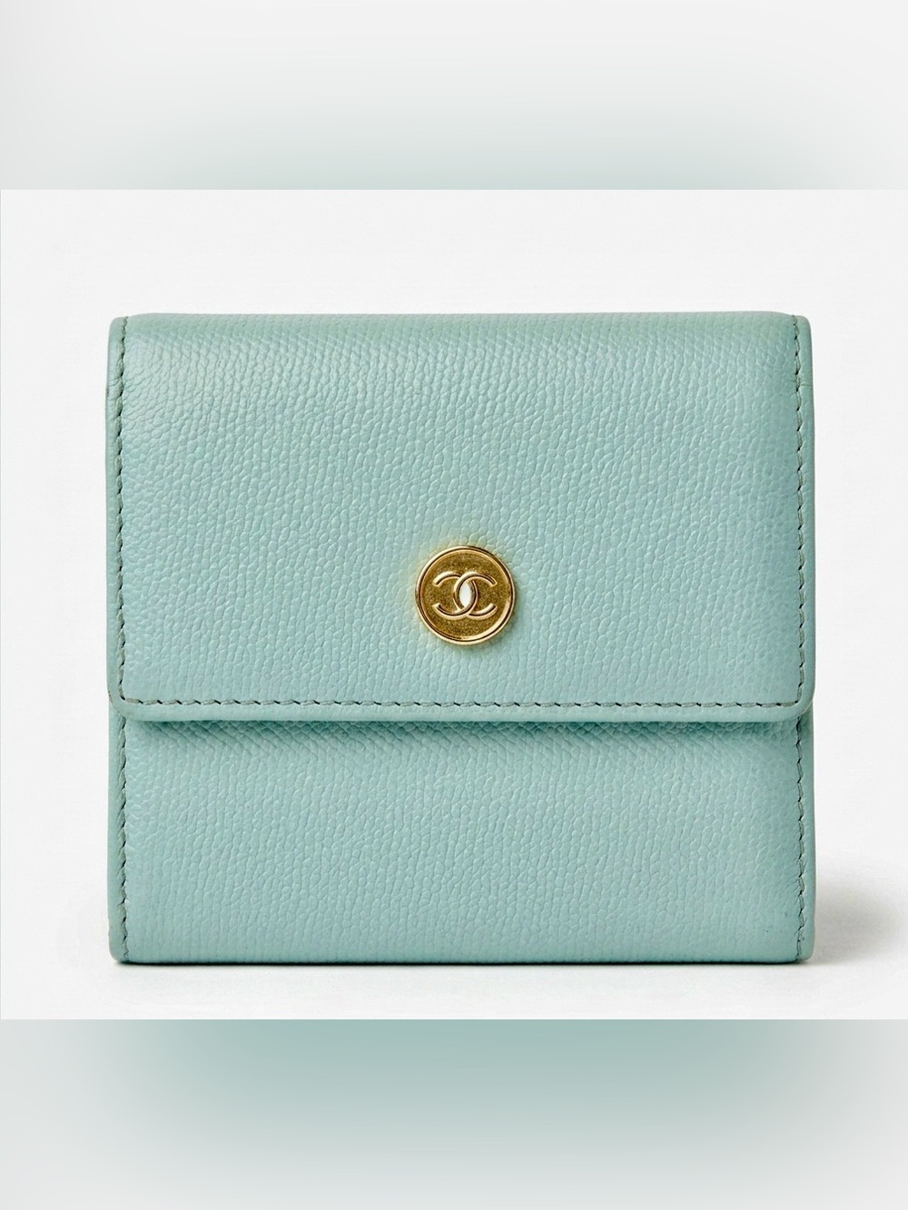 CHANEL
Light Blue Leather CC Compact Wallet